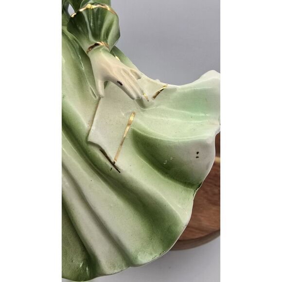 Vintage Lady Planter Green Dress Ceramic Figurine ~ Cottage Mothers Day - Picture 14 of 16